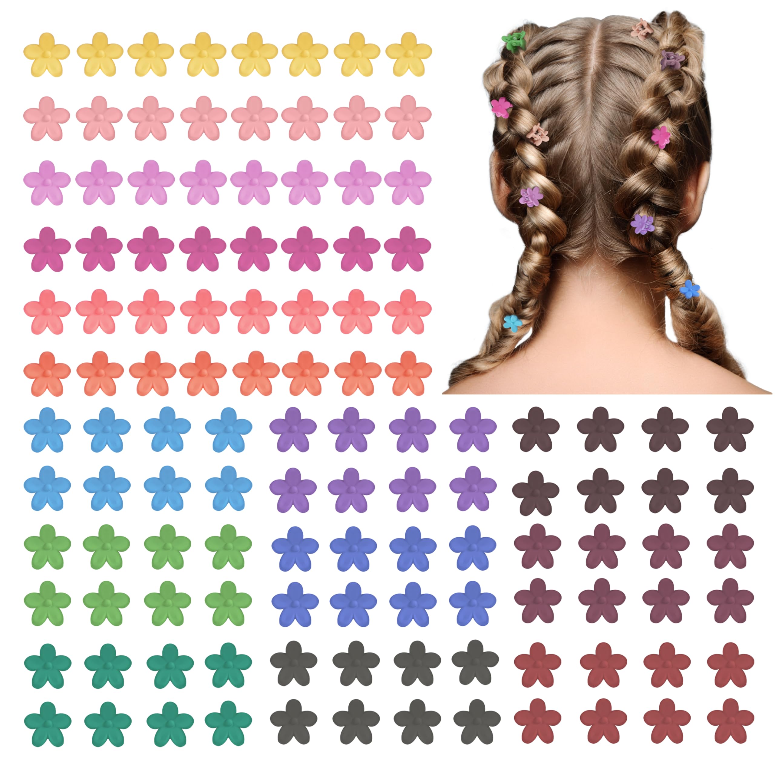 Photo 1 of 120 Mini Hair Accessories: Colorful Claw Clips, Flower Clips in a Beautiful Box for Women, Girls and Toddlers