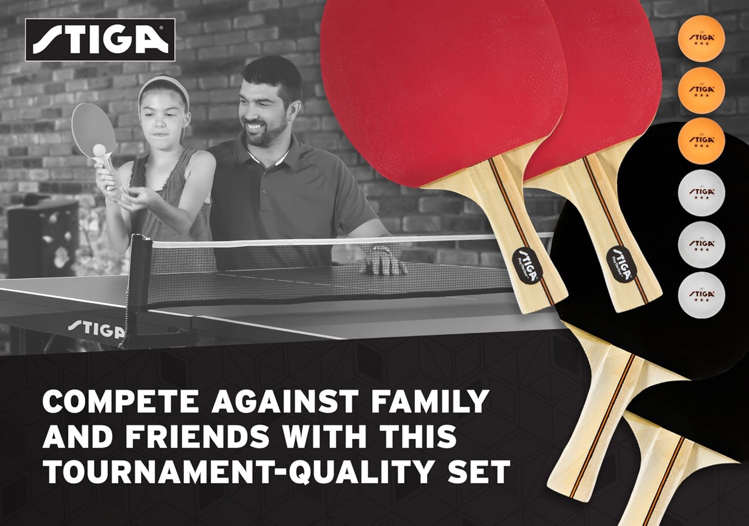 STIGA Performance 4-Player Table Tennis Racket Set with Inverted Rubber for Increased Ball Control and Added Spin : Ping Pong Paddles : Sports & Outdoors