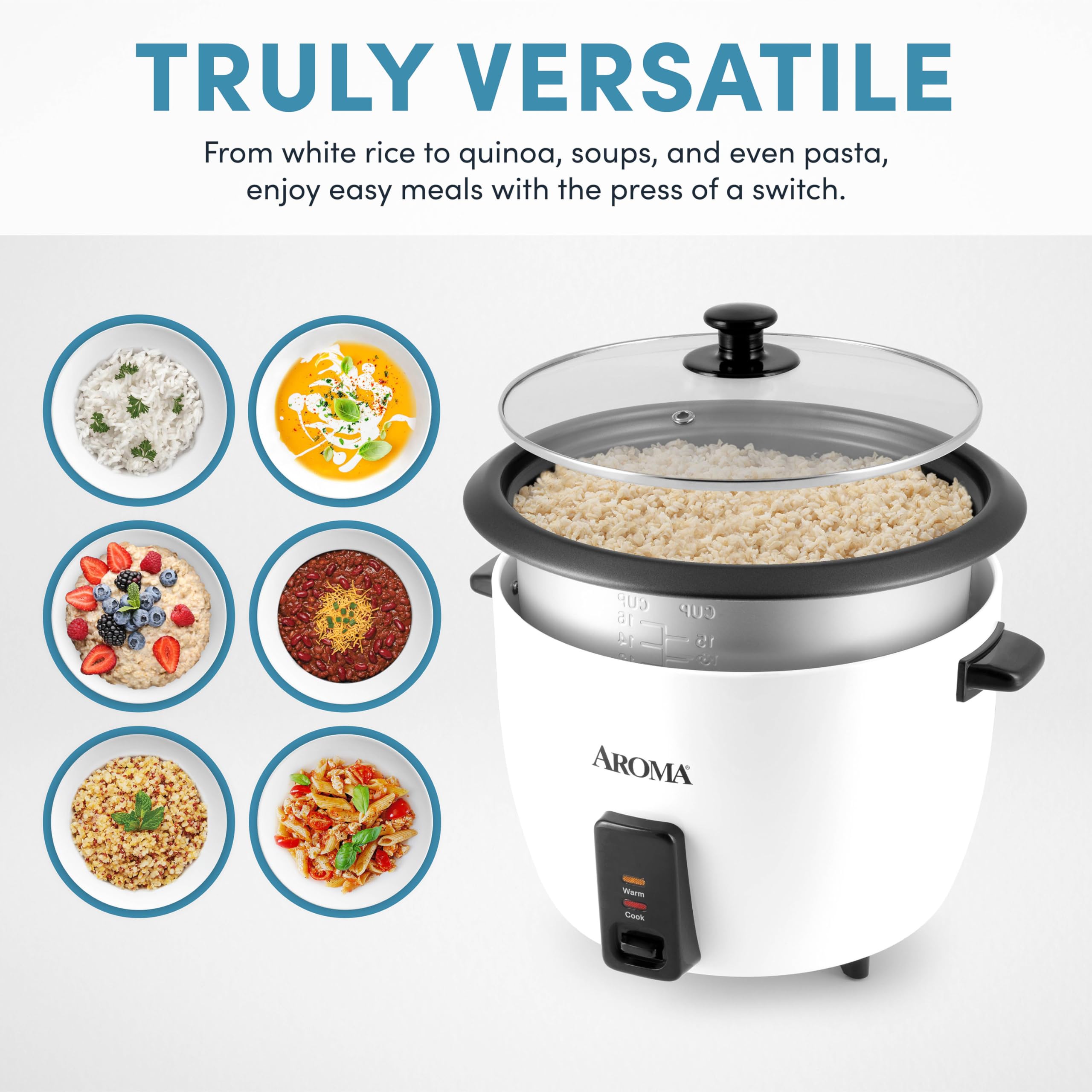 Aroma Housewares 32-Cup (Cooked) (16-Cup UNCOOKED) Pot Style Rice Cooker (ARC-7216NG) , White