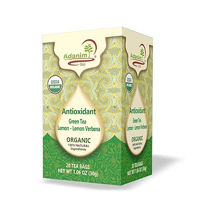 Amazon Com Adanim Bio Organic Green Tea With Lemon And Verbena Antioxidant Rich With Caffeine 20 Count Pack Of 4 80 Individual Enveloped Hot Tea Bags In Total Grocery Gourmet Food