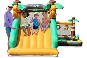 AirMyFun Inflatable Dinosaur Bounce House for Kids 3-8 with Blower – Large Bouncy Castle with Slide, Indoor/Outdoor Toddler Jumping Castle for Backyard & Birthday Fun