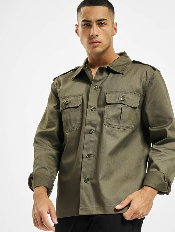 US Shirt Long Sleeve, Color: olive, Size: S
