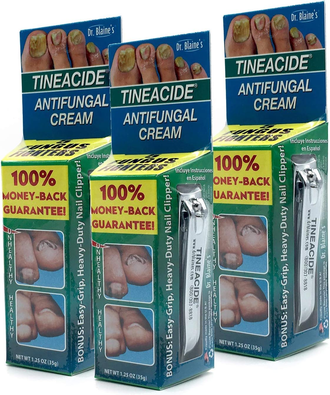 Dr. Blaine's Dr.Blaines Tineacide Antifungal Cream, 1.25 OZ (Pack of 3): Health & Personal Care