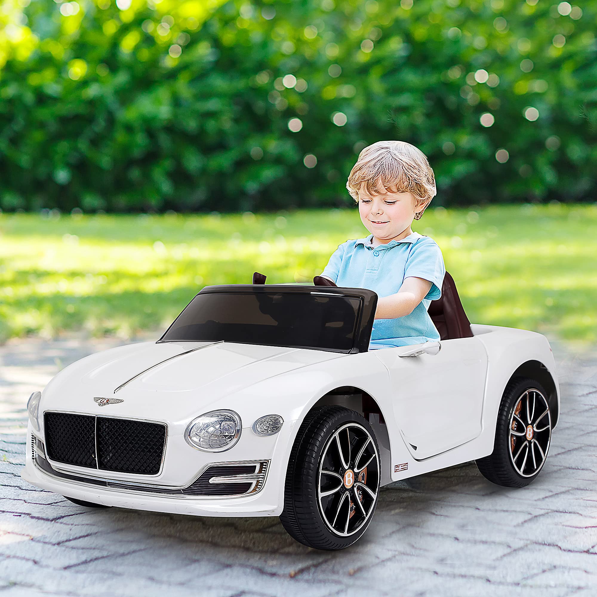 Aosom Licensed Bentley EXP12 Kids Electric Car with Parent Remote Control, 12V Ride on Car with Butterfly Doors, Startup Sound, Suspension, MP3 Player, Songs, Horn, Lights, White