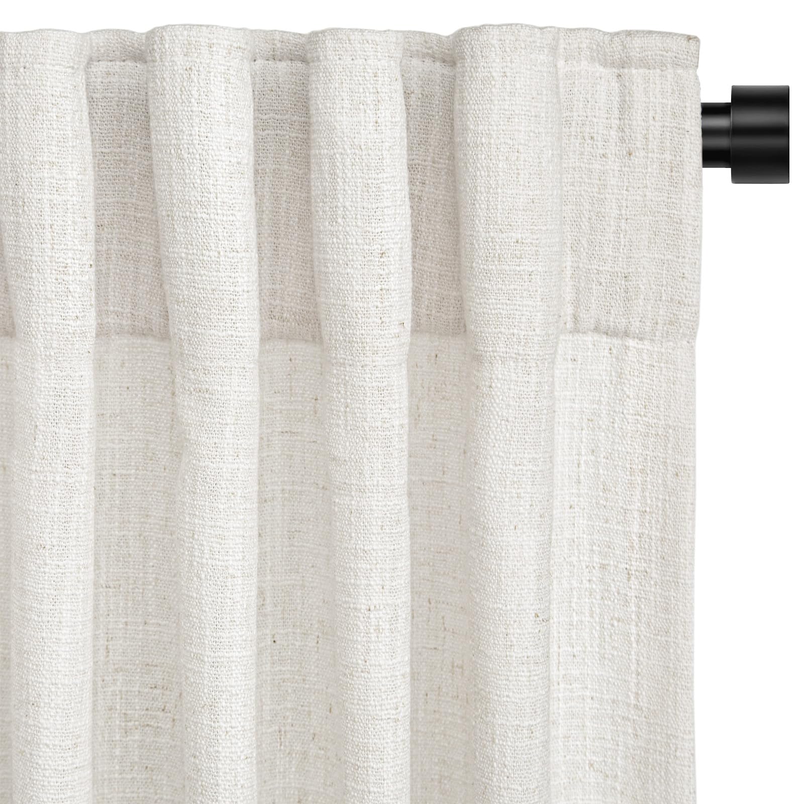 Photo 1 of INOVADAY Linen Curtains 84 Inches Long for Living Room Bedroom, Back Tab Sheer Curtains 84 Inch Length 2 Panels Set, Light Filtering Farmhouse Curtains & Drapes Cream Colored Beige White W50xL84