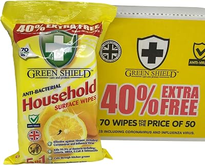 Greenshield Antibac Household Surface Wipes Box 70 Wipes Each Pack Of 12
