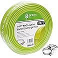 Green Expert 1-1/2" ID PVC Lay-Flat Discharge and Backwash Hose 100 Feet Heavy Duty Pool Hose with Clamps Easy Installation for Water Removal Compatible with Filters Pumps 527504