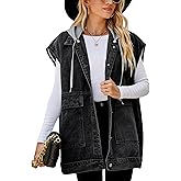 Zontroldy Denim Jean Vest for Women Oversized Sleeveless Button Down Denim Jean Vest Waistcoat Shacket Jacket