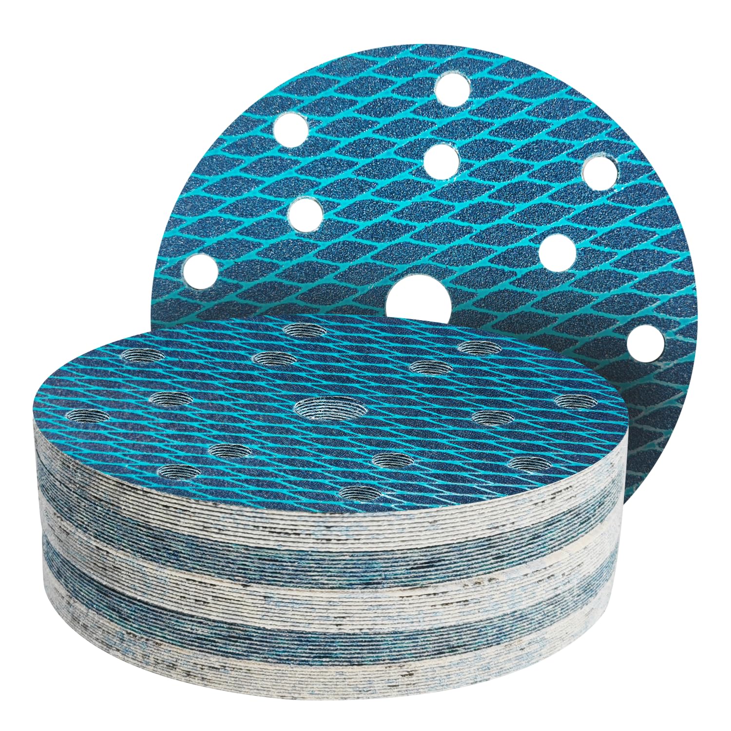 GZKTY 150mm Sanding Discs, 40 Pieces, 15 Holes, Grits 40, Diamond Shape, Reduce Blockage, for 6 Inch Orbital Sanders — image 1
