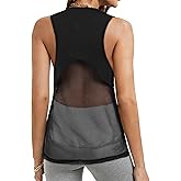 Hilinker Womens Racerback Workout Tank Tops Muscle Mesh Back Athletic Sleeveless Gym Shirts