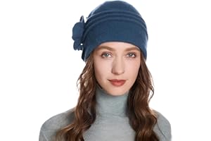 ZLYC Women Wool Cloche Bucket Hat 1920s Vintage Dress Winter Hats with Flower Accent