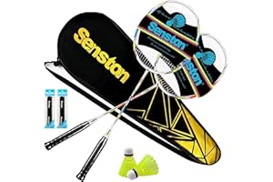 Senston Badminton Rackets Set of 2 Including Badminton Bag, 2 Badminton Shuttlecock, 2 Racquet Grip - Badminton Racket Set for Beginners