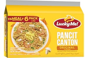 LUCKY ME! Lucky Me Pancit Canton Original Flavor 6-Pack (2.12 oz/60g ea x 6) - packaging may vary