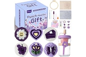 Betherioa Punch Needle Kits Adults Kids Beginner, 6 Pcs DIY Embroidery Handicraft Kits for Women, Mom, Wife, Girl, Sister Bestie Birthday, Teacher Appreciation, Children's Day (with Flower Cup)