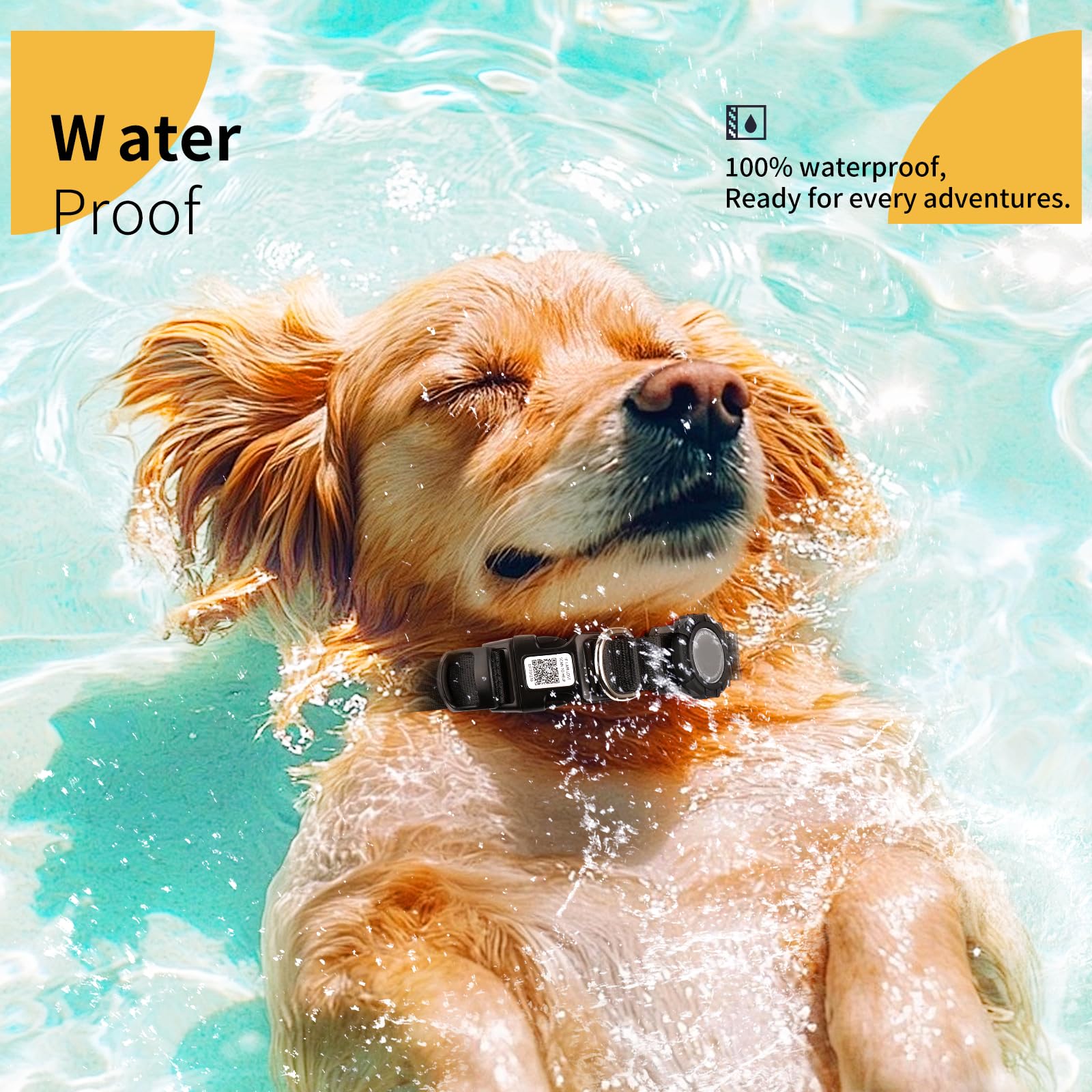 AirTag Dog Collar with QR Code & LED Light, IP68 Waterproof Rechargeable Pet Collar with Reflective Strips, Durable Airtag Holder for Medium/Large Dogs (Green, L(20-24 in))