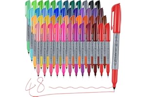 Affisure Permanent Markers, Ultra Fine Point Markers Set,48 Assorted Colors Work on Wood, Plastic, Paper, Metal, Stone, Glass for the Artist、Kids、Adult, 48 Count