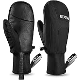 KPwarm Winter Ski Mittens for Men, Touchscreen Waterproof Snow Mitts for Extreme Cold Weather Snowboarding Skiing