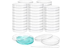 Bekith Petri Dishes with Lids, 50 Pack 90mm Dia x 15mm Deep Plastic Sterile Container, 50 Pack Plastic Transfer Pipettes(3ml)
