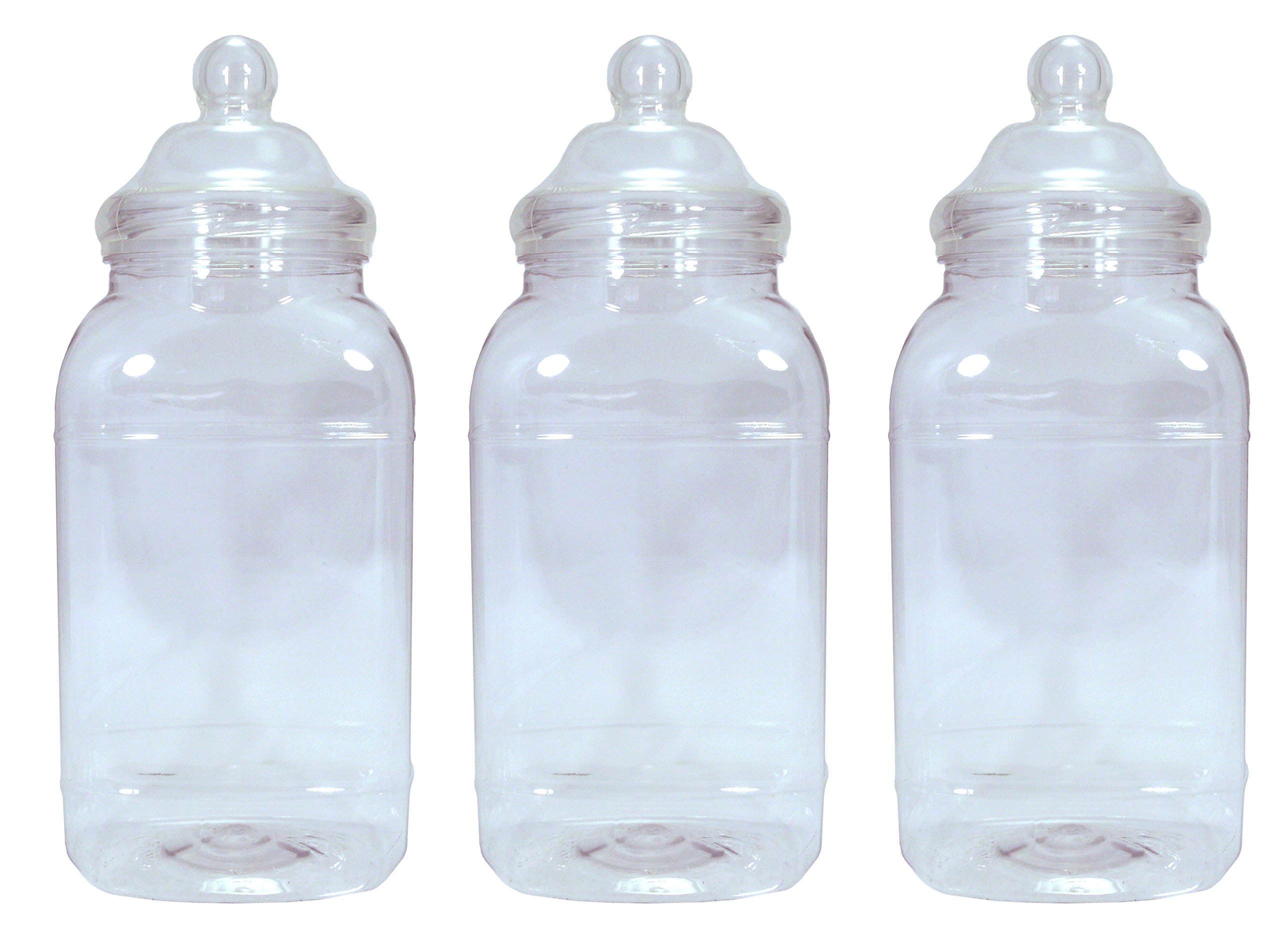 Britten & James Set of 3 Empty Large Victorian Plastic Sweet and Food Storage Jar with Screw Top Lid 4430ml