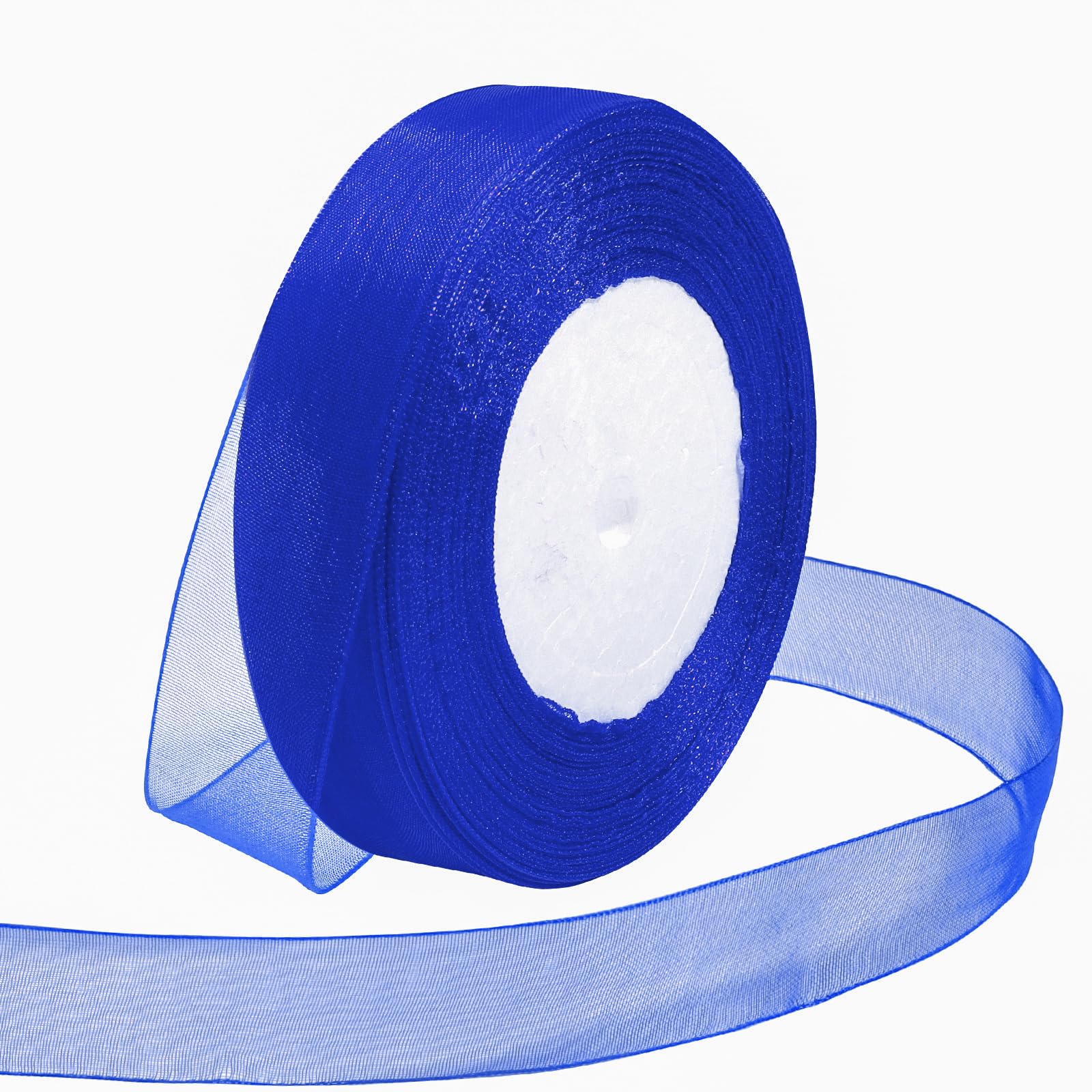 Photo 1 of Loomesh Ribbon for Gift Wrapping 3/4 inch Royal Blue Sheer Organza Ribbon for Flower Bouquet Tulle Thin Chiffon Ribbons for Wedding Invitations Christmas Halloween Presents Decorations Crafts 50 Yards