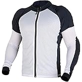 WICKED STOCK Mesh Armored Motorcycle Shirt for Men & Women - CE Level 2 Protective for Summer - Soft, Stretchy & Lightweight with Removable Padding White
