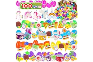 GABOSS 100 Pack Prefilled Easter Eggs with Toys and Unicorn Inside, 2 3/8in ,Plastic for Easter Theme Party Favor, Eggs Hunt, Basket Stuffers Fillers