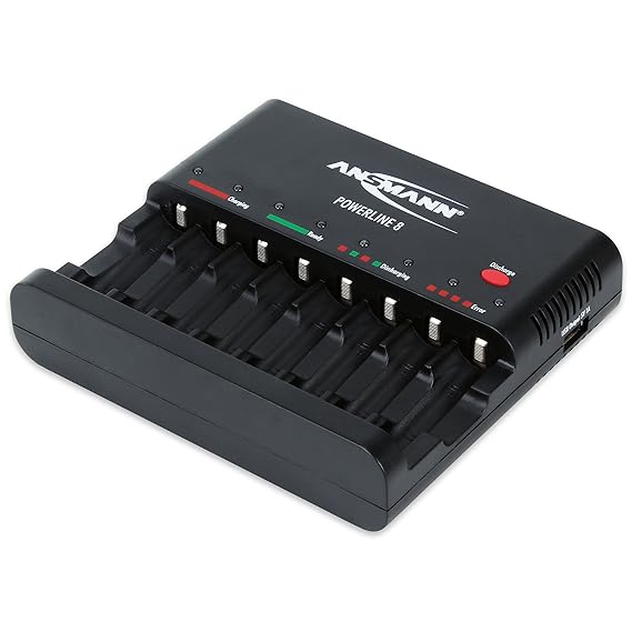 ANSMANN Batterieladegerät Powerline 8 für Akku Batterien - Universal Ladegerät, 8-fach multi Akkuladegerät zum Laden & Entlad