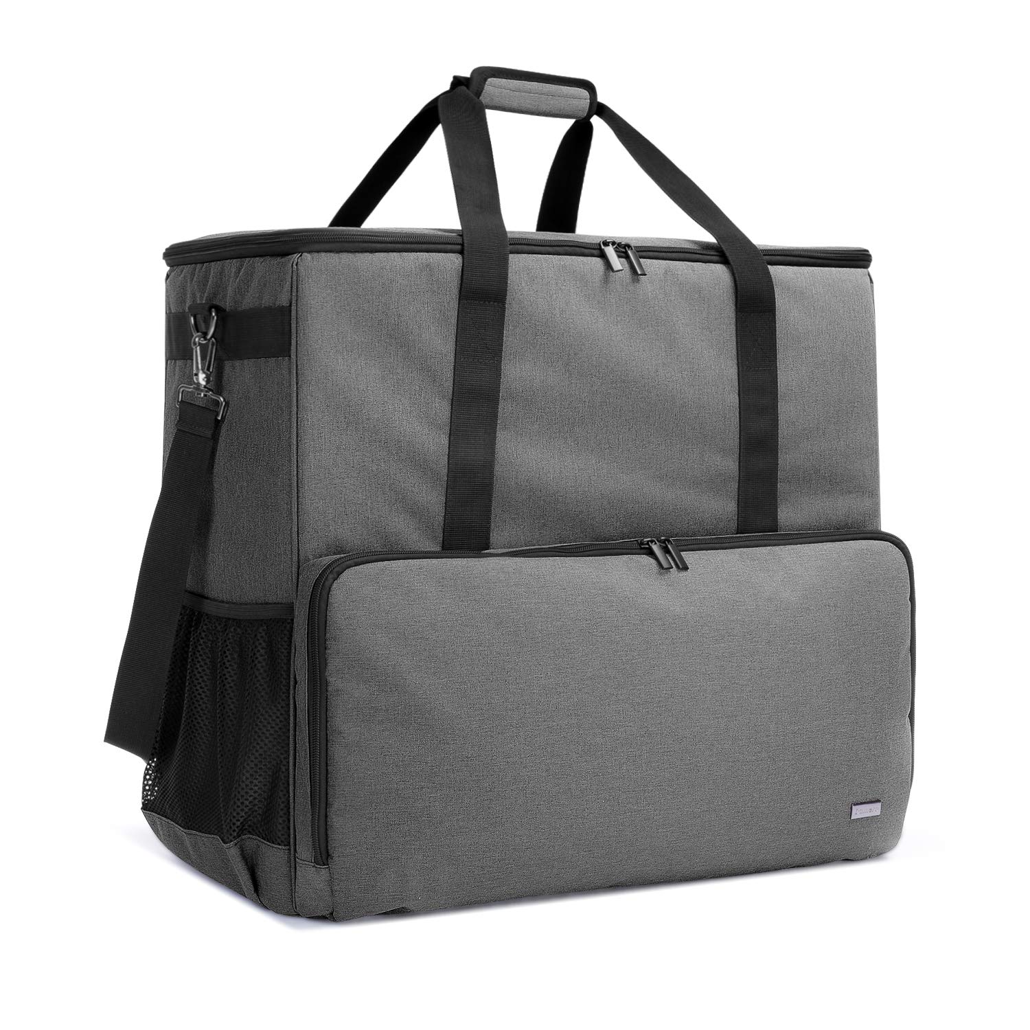 CURMIO Desktop Computer Travel Bag, Carrying Case for Computer Tower PC Chassis, Keyboard, Cable and Mouse, Bag Only, Gray