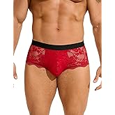 ohyeahlady Mens Lace Boxer Briefs - Soft Low Rise Bulge Pouch Trunks Underwear Sexy Panties Lingerie for Men