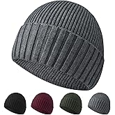 YOHTAS Beanie for Men Women, Knit Cuffed Watch Cap Trawler Hats, Soft Warm Fall Winter Beanies Hats Fisherman Skull Cap
