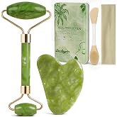 Real Perfection Gua Sha Facial Tools Face Roller for Wrinkles Jade Roller and Gua Sha Set, Scrubber Pore Brush Headband Skin 