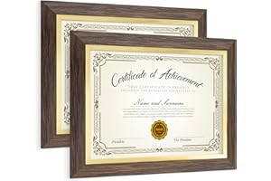 Venusmiles 8.5 x 11 Diploma Certificate Frame with Gold Rim, Degree Document Picture Frame for Wall and Tabletop Display - Award Graduation, Walnut, 2 Pack