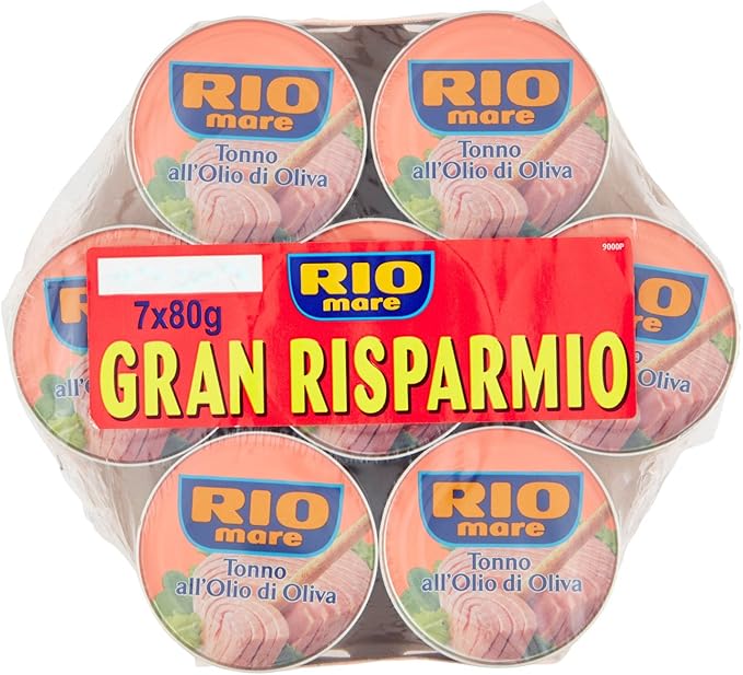 Tonno in scatola rio mare, tonno all`olio di oliva, qualità pinne gialle, 7 lattine da 80 g B072KSJZ9X