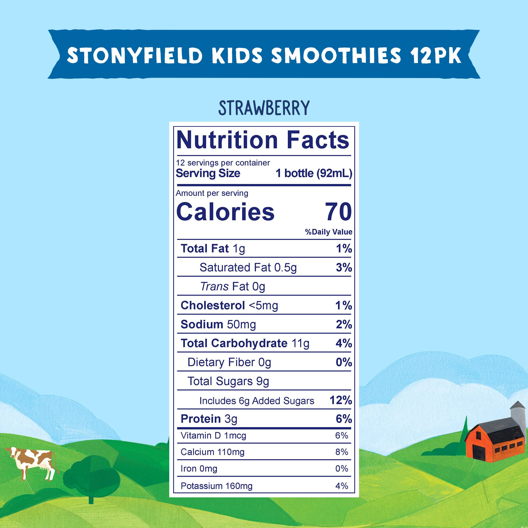 Stonyfield Organic Lowfat Yogurt Smoothies, Strawberry, 3.1 oz., 12 Ct - #1 Organic Kids Yogurt, Real Fruit & Wholesome Ingredients, 12 count (pack of 1)