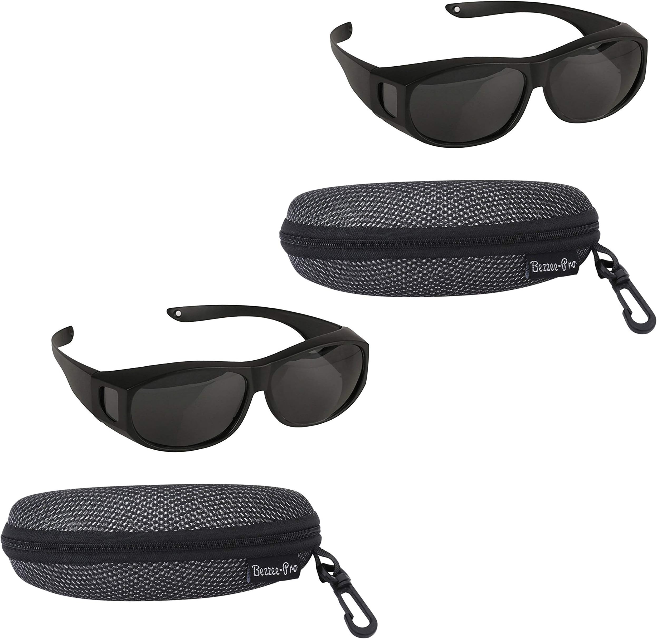 Polarized Wear Over Sunglasses - Cover For Regular Eye Glasses and Prescription Glasses To Reduce Glare - Lightweight - Comfortable - Men and Women Adult Size - Best For Bike Riding (2 Pack)