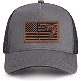 IORTY RTTY Mens Fishing Gifts American Flag Hat Mens Fathers Day Christmas Birthday Gifts Trucker Fishing Hat for Dad Grey