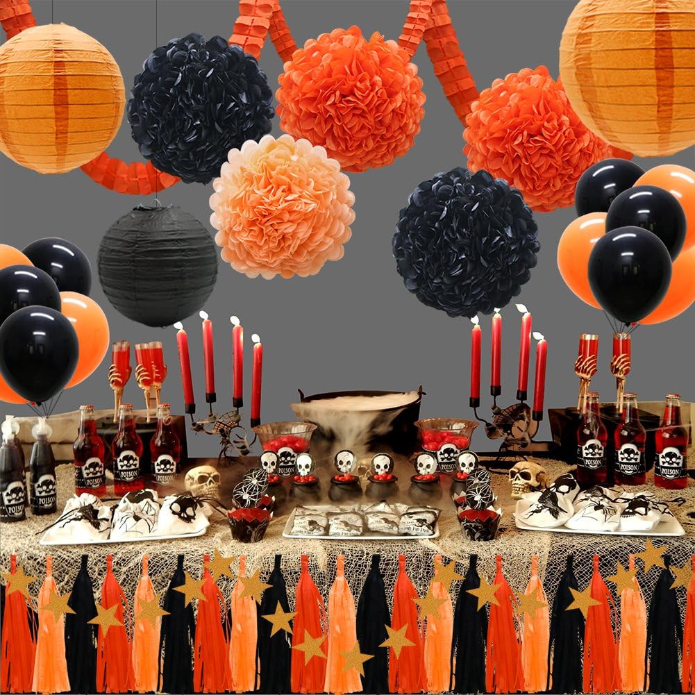 41pcs Party Decorations Supplies Kit - Paper Lanterns Balloons Tassels Hanging Garland Banner Tissue Pom Poms Flowers Clover Garland Paper Garland for Baby Showers Bridal Birthday Halloween Events: Home & Kitchen