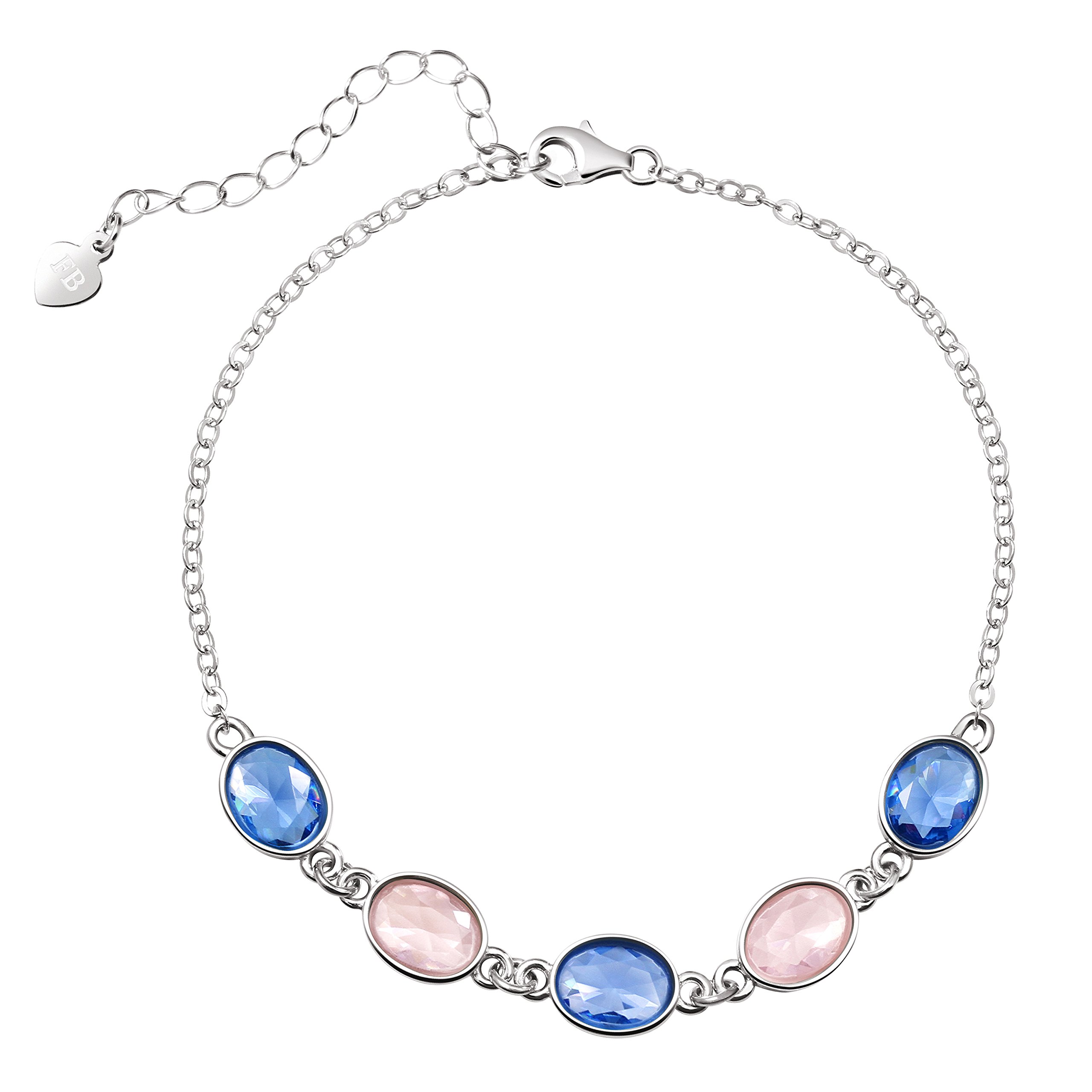 Franki Baker Delicate Dainty Facetted Rose Quartz Tanzanite Crystals 925 Sterling Silver Bracelet Length:18.5cm+5cm Comes in Pretty Box
