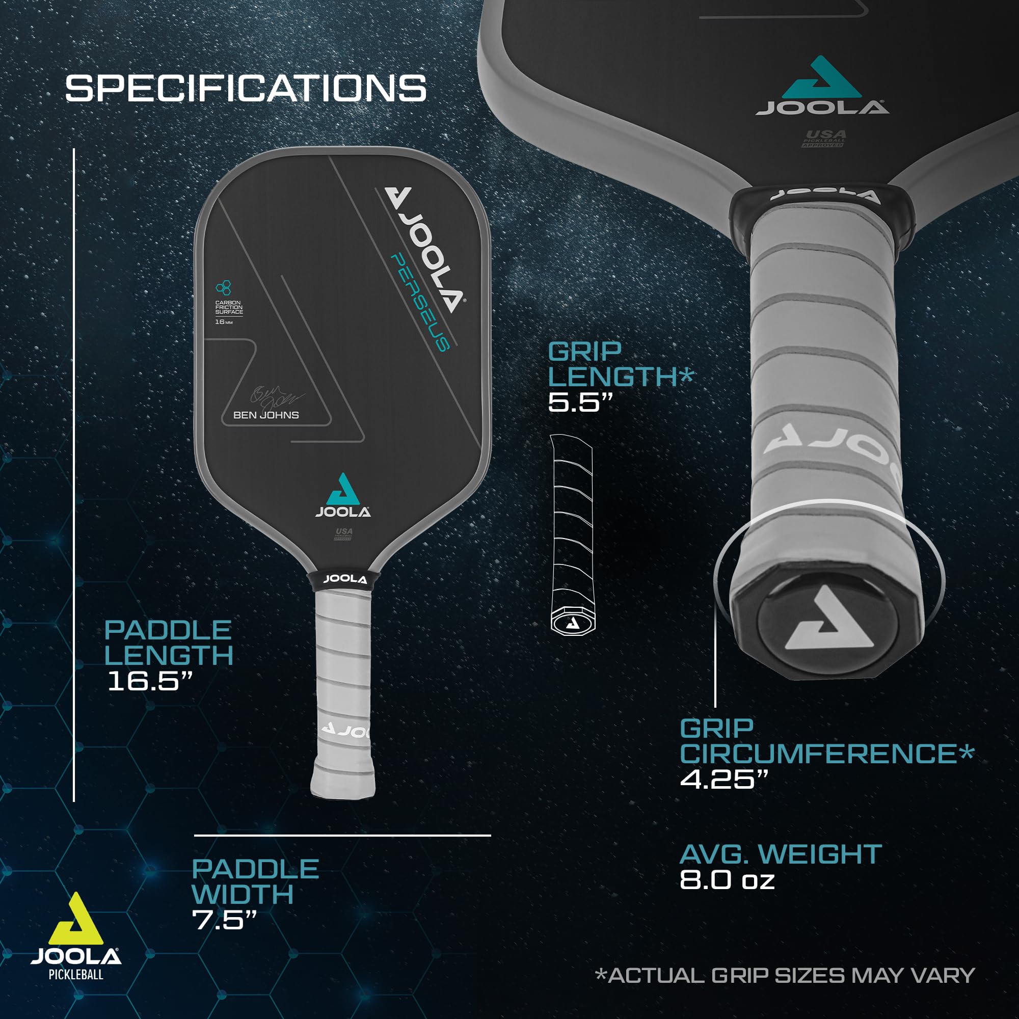 JOOLA Professional Pickleball Paddles – Charged Surface Technology for Power & Feel – Select Perseus or Hyperion Shape – Fully Encased Carbon Fiber – USAP Approved – Well Balanced w/Pop & Control