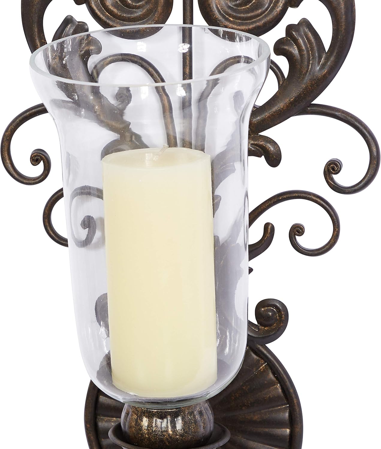 Deco 79 Victorian-Style Metal and Glass Ornate Candle Sconce, 31" H x 10" L, Textured Bronze Finish: Home & Kitchen