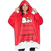 Peanuts Snoopy Hoodie Blanket Women Teens Oversized Fleece Poncho Wearable Blanket Sweatshirt Loungewear Gifts for Women