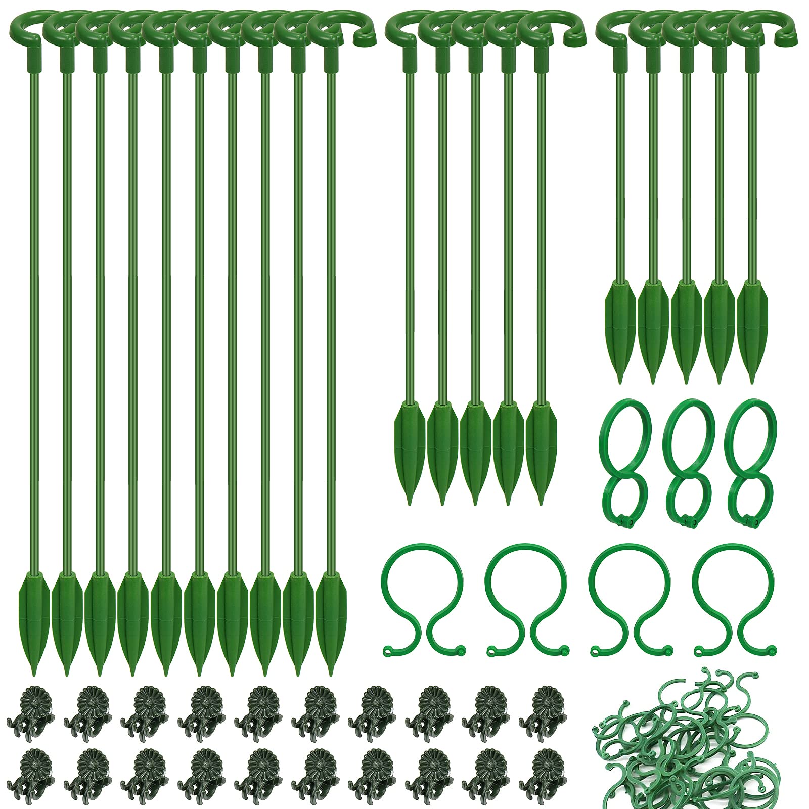 Hysagtek 60pcs Orchid Support Orchid Clips Plant Stem Holders 20 Pack Flower Plant Stakes(3 Sizes) 20 Plant Support Clips 20 Orchid Clips House Plant Stem Supports for Pots Outdoor Garden Plant Stake