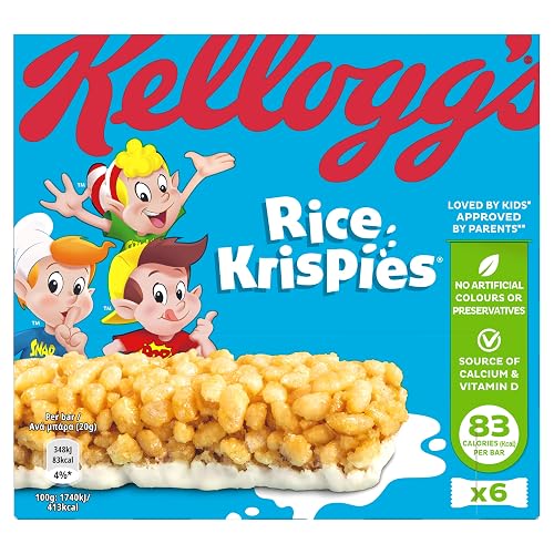 Kellogg's Rice Krispies Cereal and Milk Bar Box, 6 x 20g