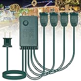 Tellegloww 4 Channel Christmas Light Controller with Push Button Speed Control Green 9 Feet Christmas Tree Decor Light Flashe