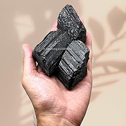 Black Tourmaline Crystals Rough Stone in
