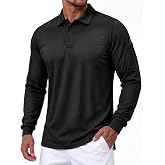 TACVASEN Men's Long Sleeve Polo Dry Fit Tactical Collared Golf Work Shirts | Lightweight, breathable, moisture wicking polyester fabric | Pen Pockets | For casual, hiking, outdoor