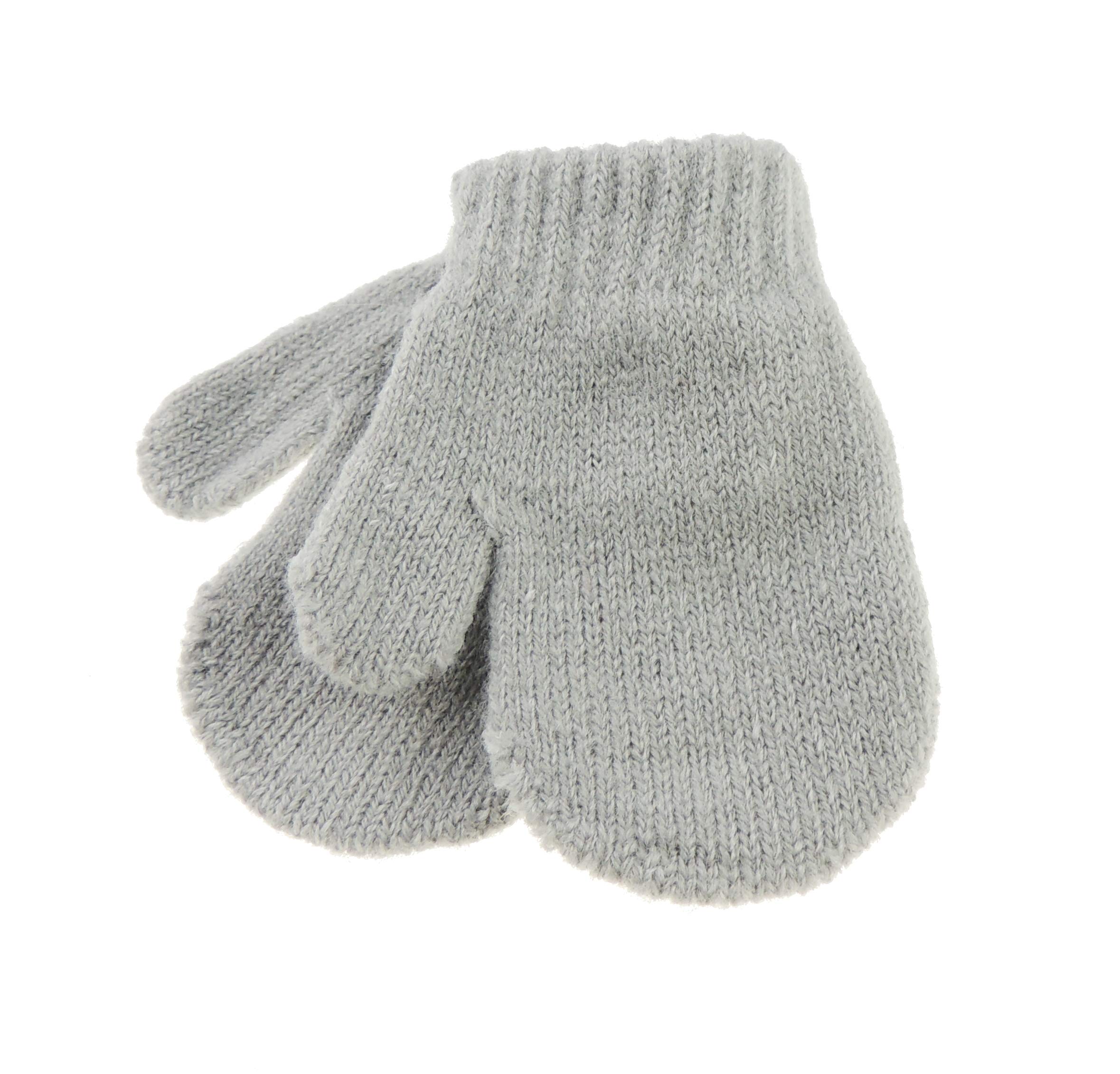 Cute Baby Girls Boys Gender Neutral Toddler Babies Childrens Kids Warm Winter Knit Knitted Magic Stay On Mitts Outdoor Autumn Shower Christmas Gift Fluffy Mittens Gloves 0 3 Months (Newborn Grey)