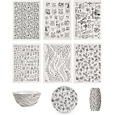 SUPERDANT 6 Style Skull Cat Fish Underglaze Paper Transfer Ginkgo Cowboy Transfer Paper for Clay Ceramic Porcelain Under Glaze Transfers for Pottery Enamel Decals Black Underglaze Decal Papers Gifts