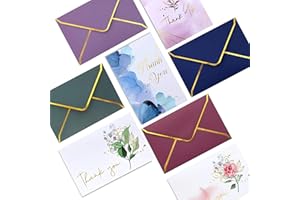 WINOO DESIGN Heavy Duty Thank You Cards with Envelopes - 36 PK - Gold Thank You Notes 4x6 Inches Baby Shower Thank You Cards Wedding Thank You Cards Small Business Graduation Funeral Bridal Shower (Assortment)
