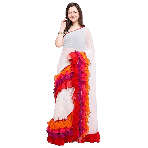 Womanista Womens georgette with Blouse Piece 7510 Sarees (FS9789_ Off White_ Onesize)